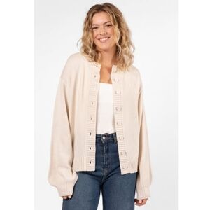 Pink Lily All We Have Cream Button Up Cardigan